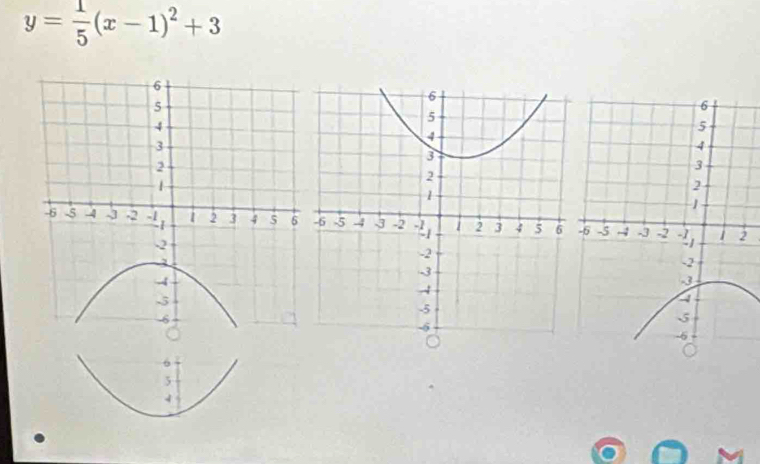 y= 1/5 (x-1)^2+3
6
5
4