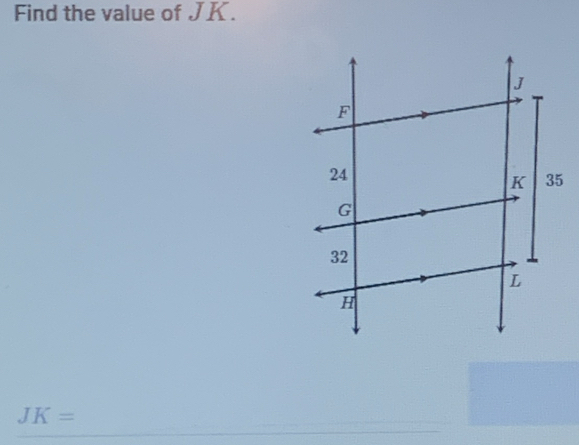 Find the value of JK.
JK=