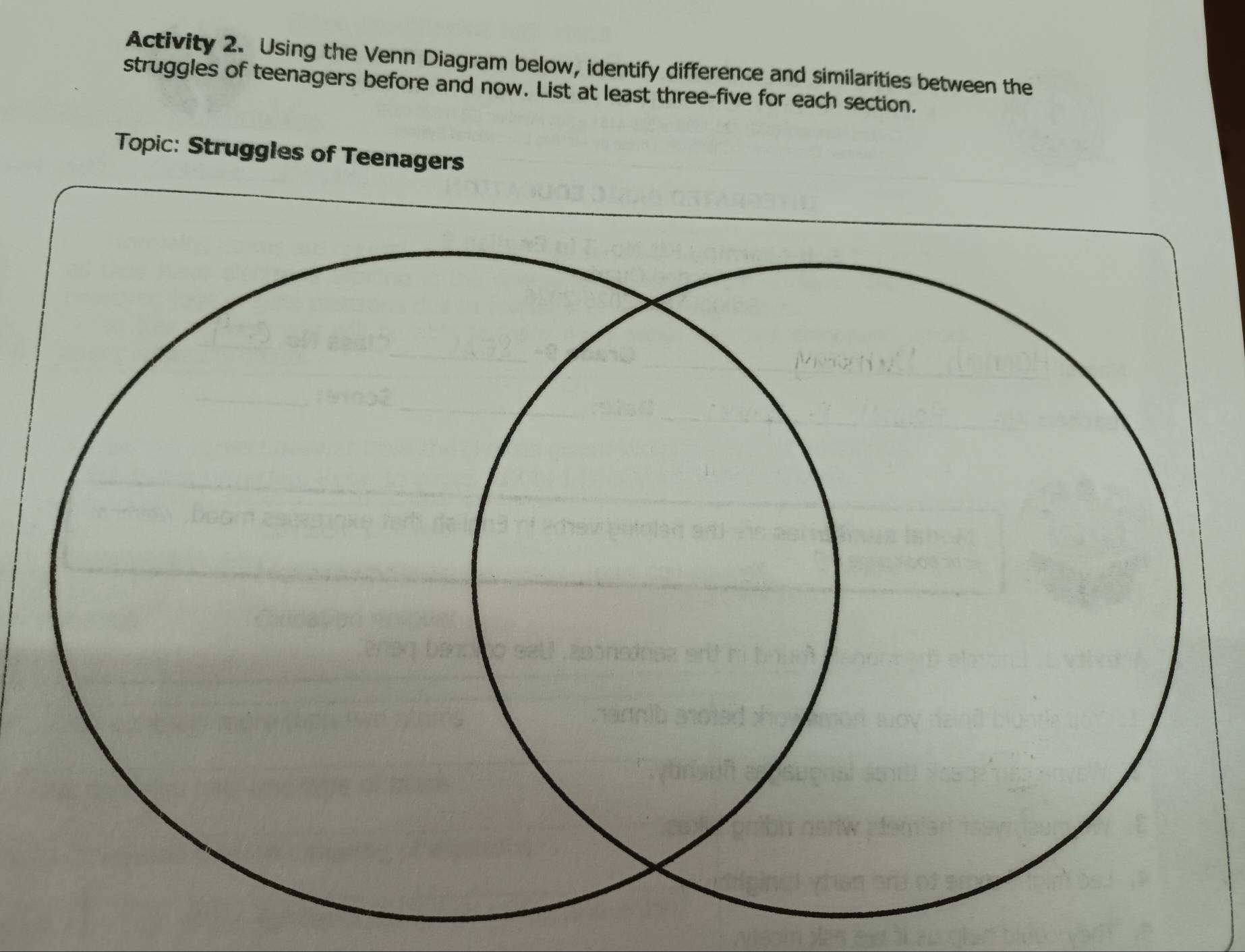 Solved: Activity 2. Using the Venn Diagram below, identify difference ...