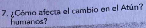 ¿Cómo afecta el cambio en el Atún? 
humanos?