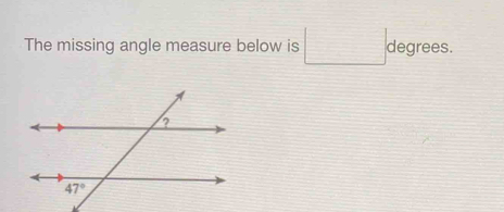 The missing angle measure below is □ 2x degrees.