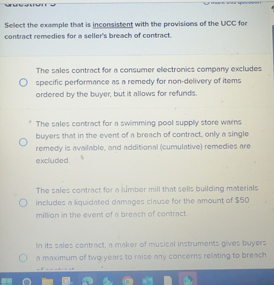 Solved: Select the example that is inconsistent with the provisions of ...