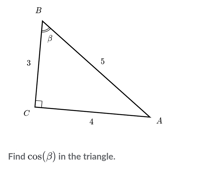 Find cos (beta ) in the triangle.