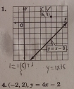 (-2,2),y=4x-2