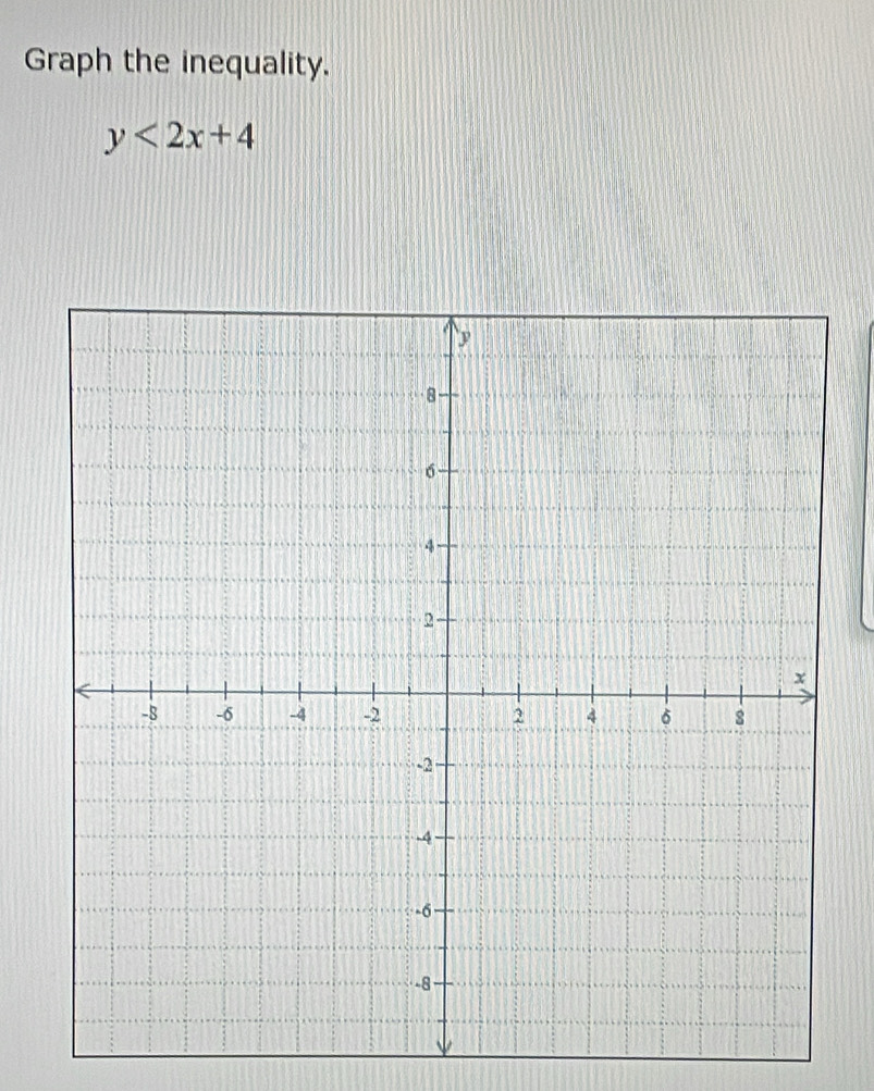 Graph the inequality.
y<2x+4