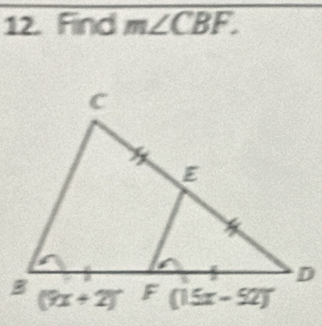 Find m∠ CBF.