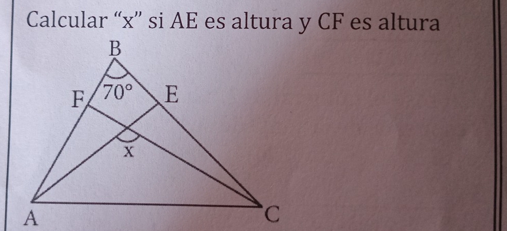 Calcular “x” si AE es altura y CF es altura