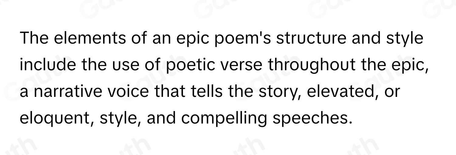 Solved: Which of these are elements of an epic poem's structure and ...