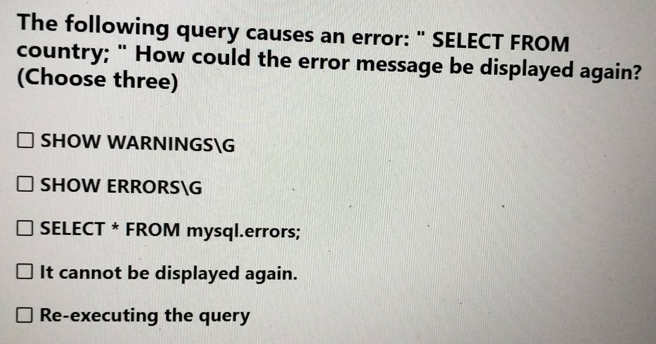 Solved: The following query causes an error: 