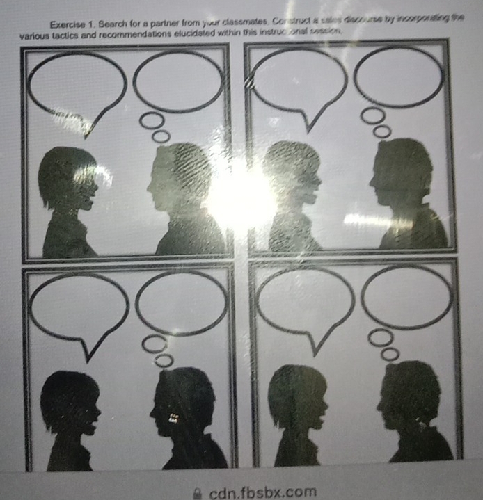 Search for a partner from your classmates. Construct a sales discourse by incorpording the 
v 
cdn.fbsbx.com