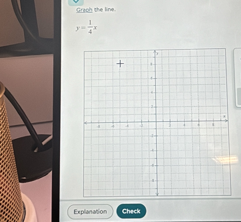 Graph the line.
y= 1/4 x
Explanation Check