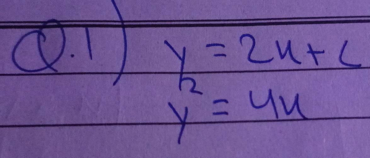 y=2x+c
y^2=4x