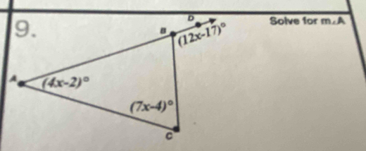 Solve for m∠ A