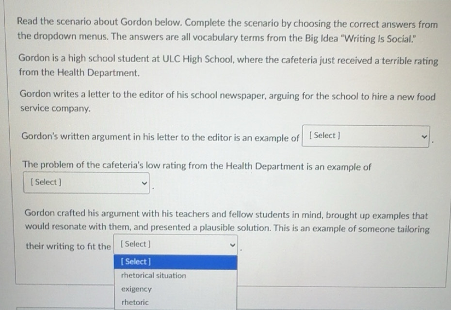 Solved: Read the scenario about Gordon below. Complete the scenario by ...