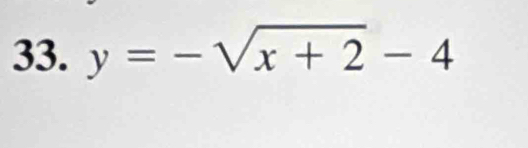 y=-sqrt(x+2)-4