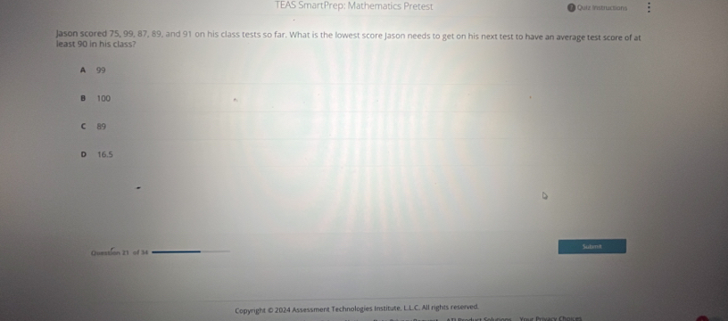 Solved: TEAS SmartPrep: Mathematics Pretest Ourz istructions Jason ...