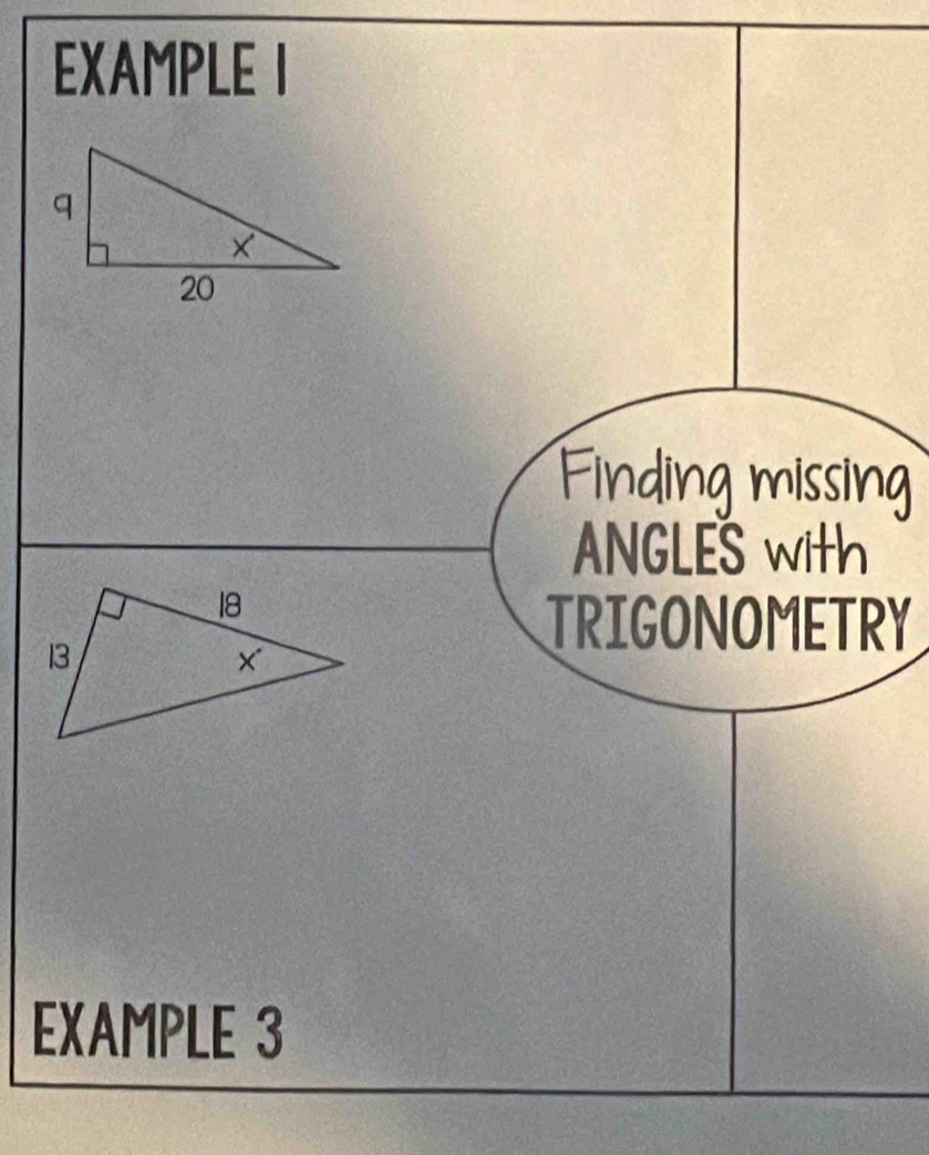 EXAMPLE I 

ANGLES with 
TRIGONOMETRY 
EXAMPLE 3