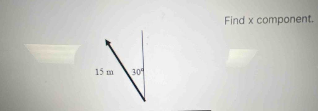 Find x component.
15 m 30°