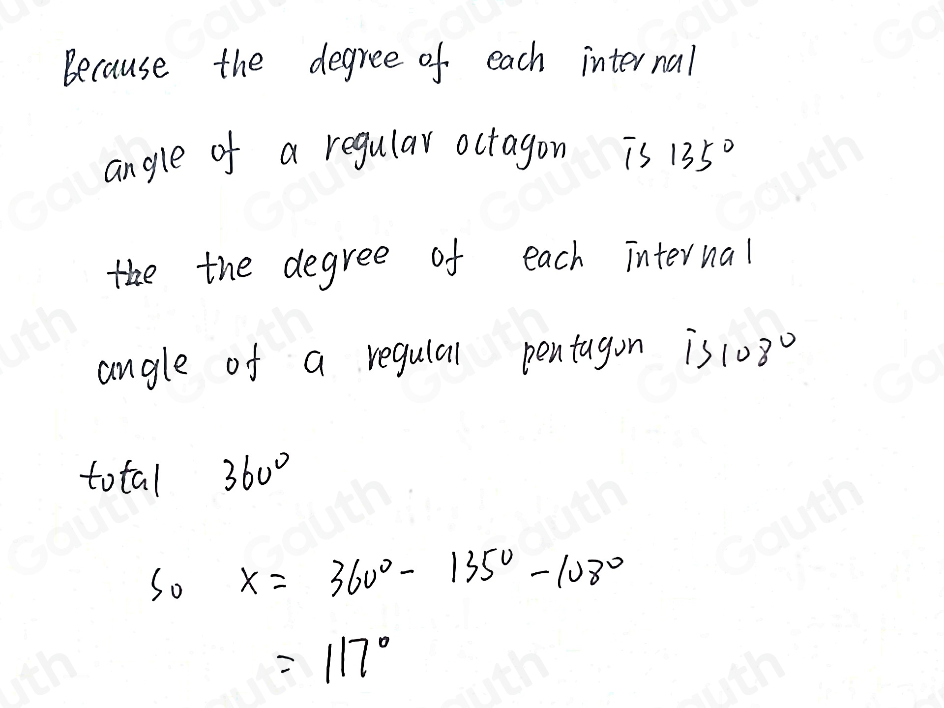 Solved: The diagram shows a regular pentagon and a regular octagon ...