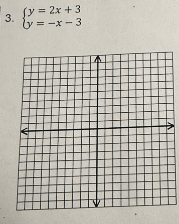 beginarrayl y=2x+3 y=-x-3endarray.