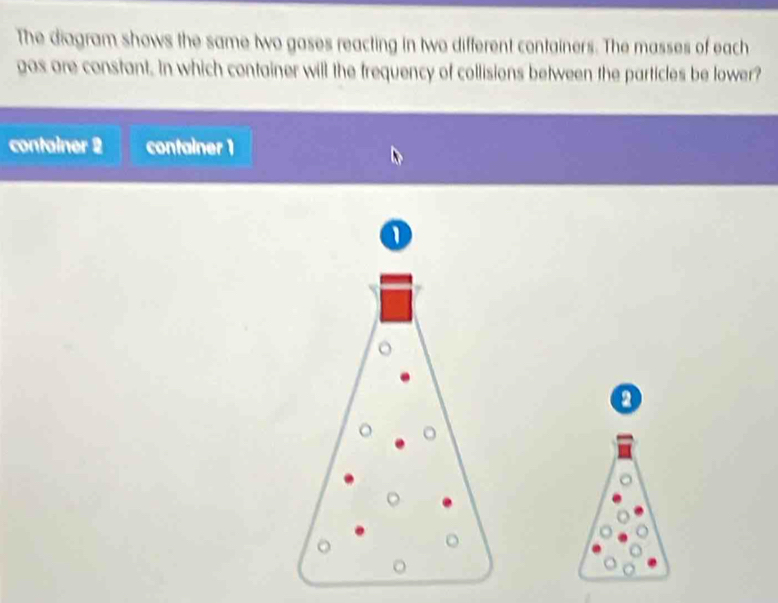 Solved: The diagram shows the same two gases reacting in two different ...