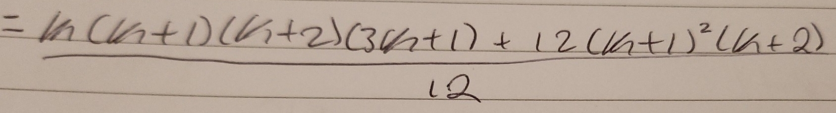 =frac ln (k+1)(k+2)(3k+1)+12(k+1)^2(k+2)12