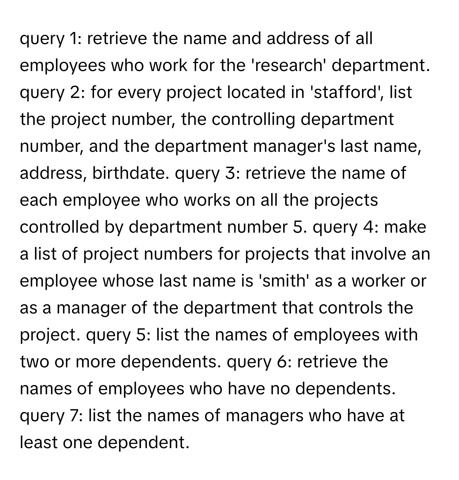 Solved: query 1: retrieve the name and address of all employees who ...