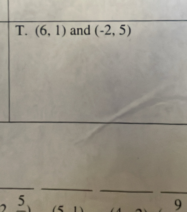 (6,1) and (-2,5)
_ 
_ 
_ 
_ 
_ 
_ 
5
(5 、 
9