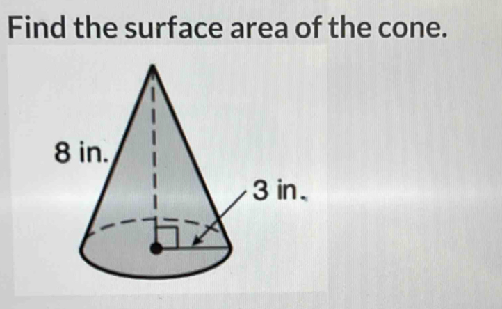 Find the surface area of the cone.