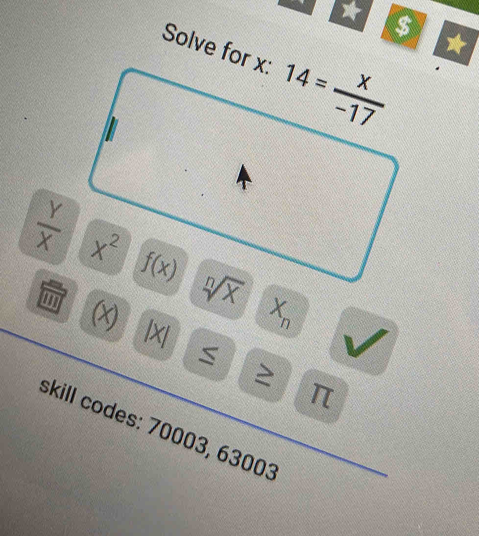 Solv
 Y/X  sqrt[n](x) X_n
m (x) |x
<
2
π
skill codes: 70003, 63003