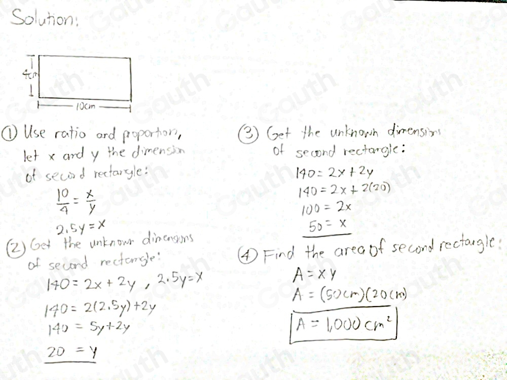 Solved: Two similar rectangles , the dimensions of the first are 4 cm ...