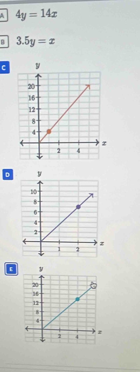 A 4y=14x
B 3.5y=x
C
D 
E