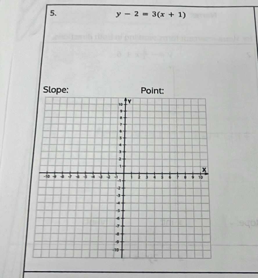 y-2=3(x+1)
Slope: Point: