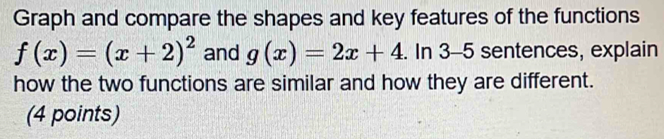 Solved: Graph and compare the shapes and key features of the functions ...