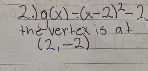 g(x)=(x-2)^2-2
thi teX is at
(2,-2)