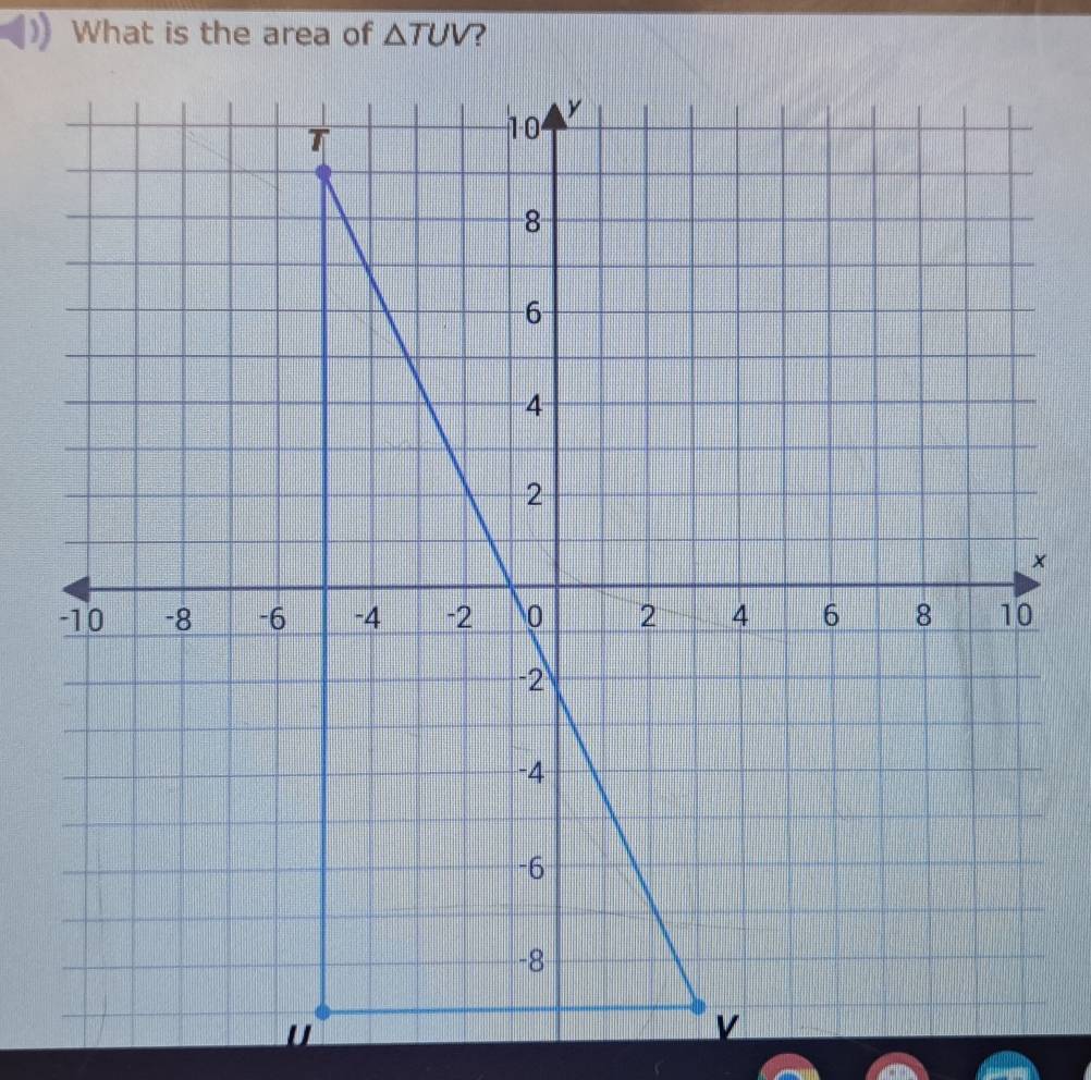 What is the area of △ TUV ? 
× 
u