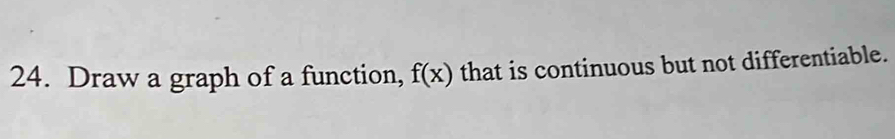 Draw a graph of a function, f(x) that is continuous but not differentiable.