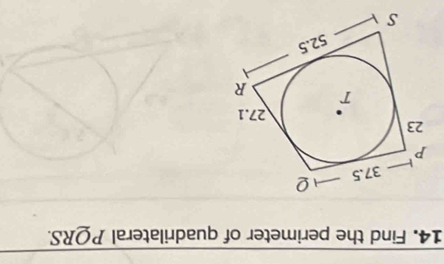 Find the perimeter of quadrilateral PQRS.