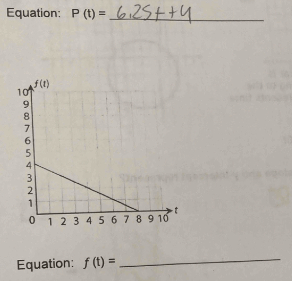 Equation: P(t)= _
Equation: f(t)= _