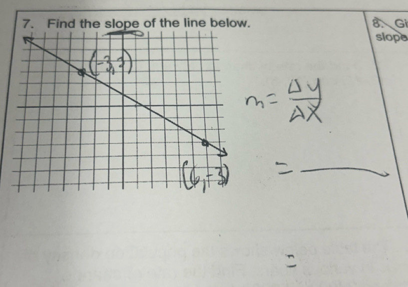 Find the slope of the line below. 8 Gi 
slope 
_