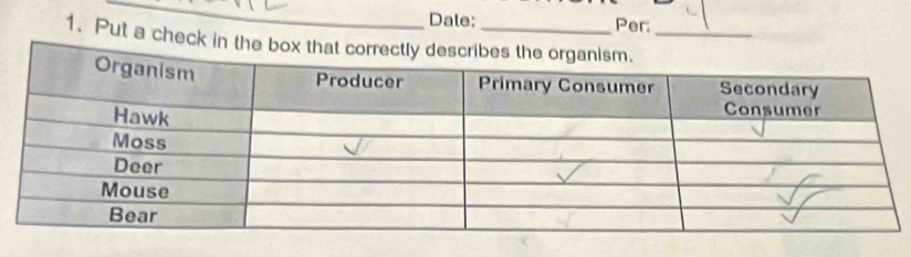 Dale: Per: 
1. Put a check in the box_