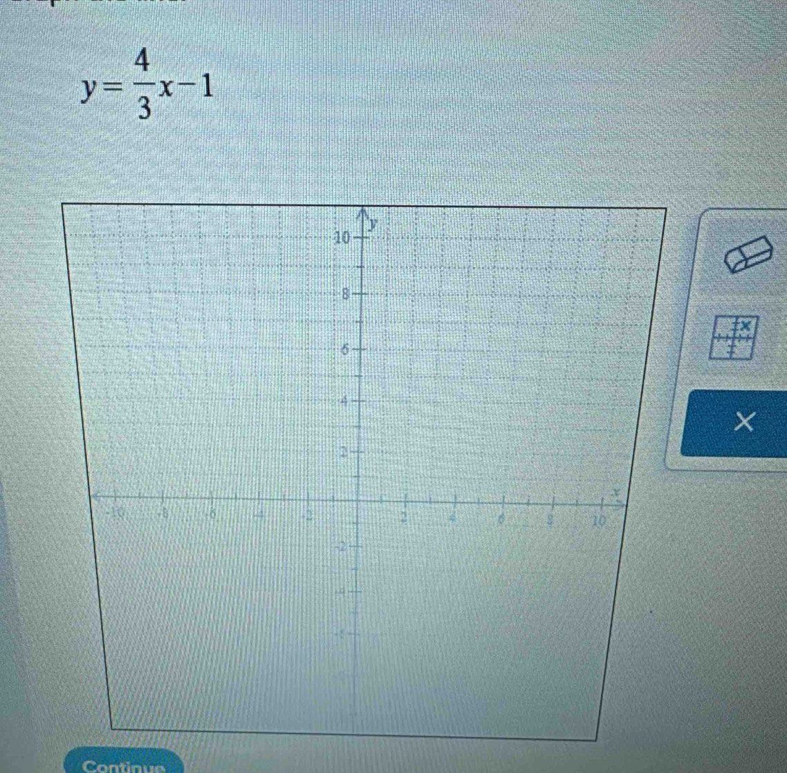 y= 4/3 x-1
X
Continue