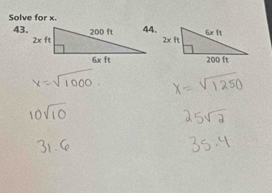 Solve for x.
43.