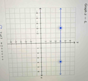 Graph x=4.
z
2 of 7