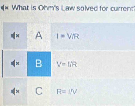 What is Ohm's Law solved for current