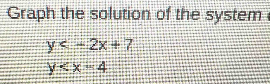 Graph the solution of the system
y
y