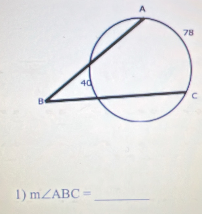 C
1) m∠ ABC= _