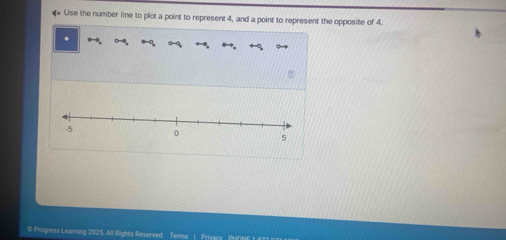 Solved: Use the number line to plot a point to represent 4, and a point ...