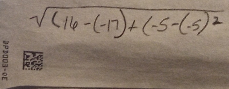 sqrt((16-(-17)+(-5-(-5)^2)