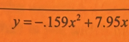 y=-159x^2+7.95x